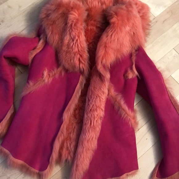 Pink Toscana Shearling Fur Jacket Size Small - Picture 12 of 14